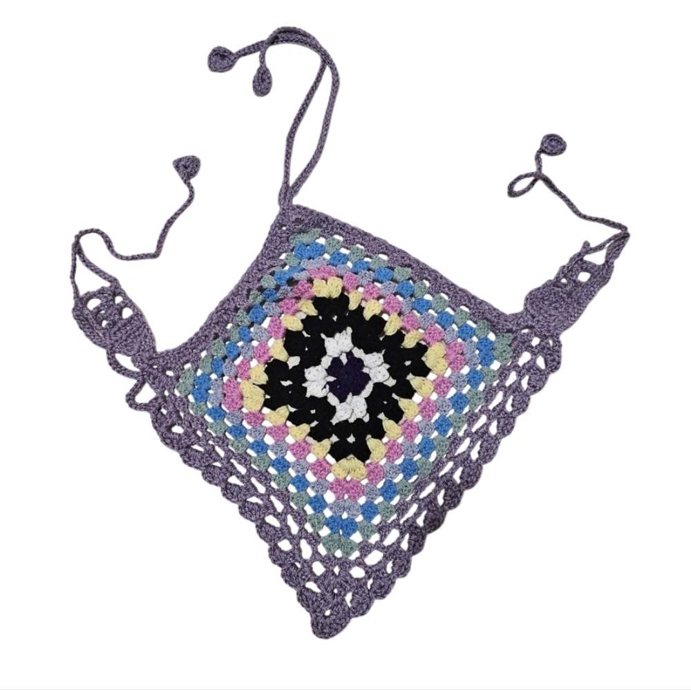 One-of-a-kind Crochet Swim Cover-Up Top Hand Crafted Festival Boho Beachwear - Picture 14 of 17